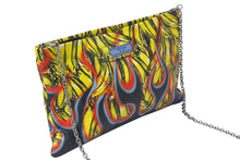 画像をギャラリービューアに読み込む, 極美品 PRADA プラダ クラッチバッグ ファイヤーパターン バナナ 1BF060 レザー イエロー レッド ブラック シルバー金具 中古 4b001224