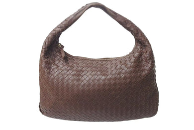 BOTTEGAVENETA ボッテガヴェネタ イントレチャート ホーボー ハンドバッグ イタリア製 レザー シルバー金具 ブラウン 美品 中古 4b001264