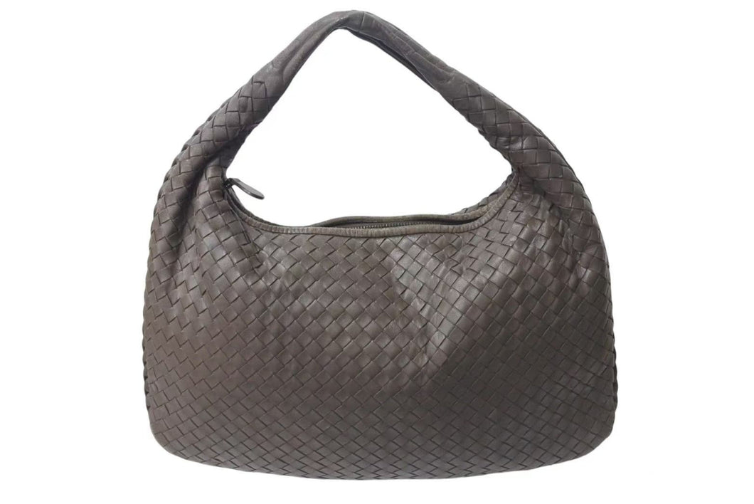 BOTTEGAVENETA ボッテガヴェネタ イントレチャート ホーボー ハンドバッグ イタリア製 レザー シルバー金具 ベージュ 美品 中古 4b001266