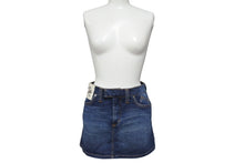 画像をギャラリービューアに読み込む, DOLCE&amp;GABBANA ドルチェアンドガッバーナ デニムスパンコールロゴミニスカート ブルー ゴールド コットン 24/38 美品 中古 4b001344