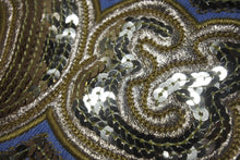 画像をギャラリービューアに読み込む, DOLCE&amp;GABBANA ドルチェアンドガッバーナ デニムスパンコールロゴミニスカート ブルー ゴールド コットン 24/38 美品 中古 4b001344