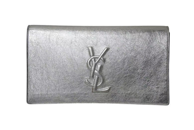 極美品 YVES SAINT LAURENT イブ サンローラン クラッチバッグ シルバー アクセサリーポーチ 361120 中古 4b001387