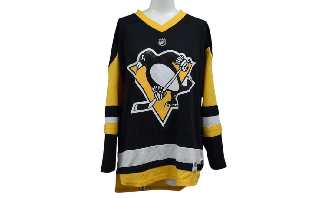 極美品 REEBOK リーボック NHL Penguins ピッツバーグ ペンギンズ ゲームシャツ ブラック イエロー ホワイト サイズYOUTH XL 中古 4b001394