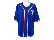画像をギャラリービューアに読み込む, 極美品 MLBRangers エムエルビー テキサスレンジャース ベースボールシャツ ユニフォーム ブルー ホワイト レッド ブルー XL 中古 4b001410