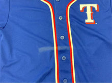 画像をギャラリービューアに読み込む, 極美品 MLBRangers エムエルビー テキサスレンジャース ベースボールシャツ ユニフォーム ブルー ホワイト レッド ブルー XL 中古 4b001410