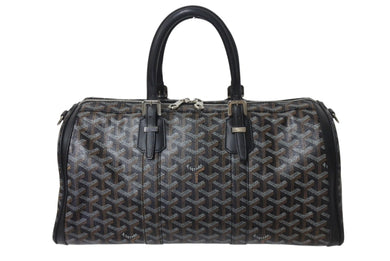 GOYARD ゴヤール クロワジュール35 ハンドバッグ BAE0201405 PVC レザー ブラック シルバー金具 美品 中古 4b001465