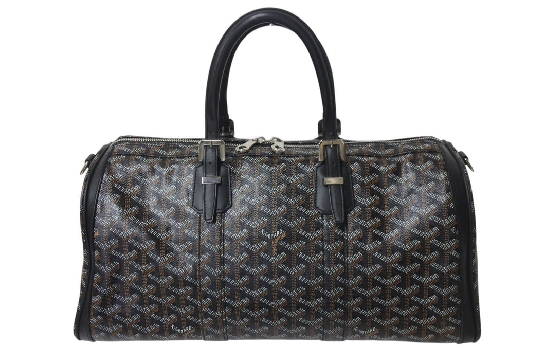 GOYARD ゴヤール クロワジュール35 ハンドバッグ BAE0201405 PVC レザー ブラック シルバー金具 美品 中古 4b001465