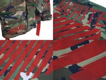 画像をギャラリービューアに読み込む, OFF WHITE オフホワイト 15AW バックアローカモ柄ミリタリージャケットブルゾン コットン グリーン レッド サイズXXS 美品 中古 4b001480