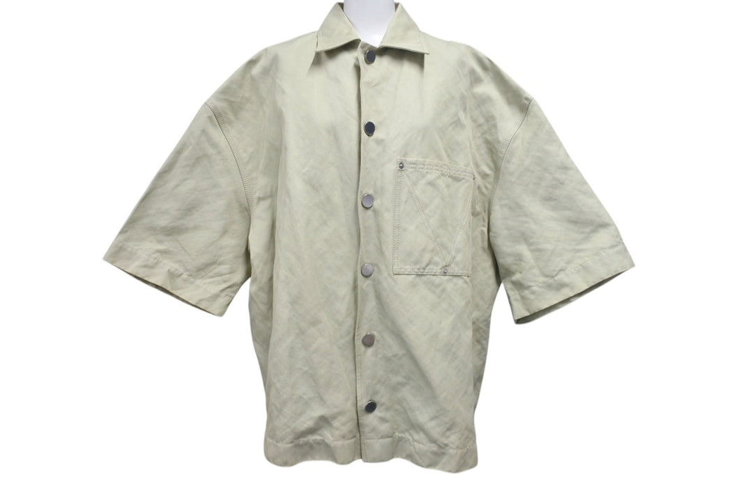 BOTTEGA VENETA ボッテガヴェネタ 22SS ポケット付きオーバーサイズ半袖シャツ 695362 V1V60 カーキ サイズ46 美品 中古 4b001484