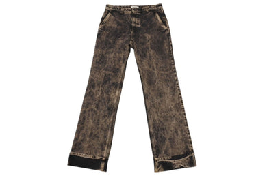 極美品 MIU MIU ミュウミュウ ロゴ デニム パンツ 2022 ダメージ加工 ブラック サイズ42 中古 4b001492