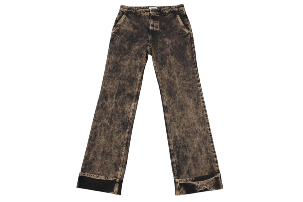 極美品 MIU MIU ミュウミュウ ロゴ デニム パンツ 2022 ダメージ加工 ブラック サイズ42 中古 4b001492