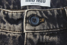 画像をギャラリービューアに読み込む, 極美品 MIU MIU ミュウミュウ ロゴ デニム パンツ 2022 ダメージ加工 ブラック サイズ42 中古 4b001492
