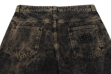 画像をギャラリービューアに読み込む, 極美品 MIU MIU ミュウミュウ ロゴ デニム パンツ 2022 ダメージ加工 ブラック サイズ42 中古 4b001492