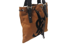 画像をギャラリービューアに読み込む, YvesSaintLaurent RiveGauche イヴサンローラン リヴゴーシュ ハンドバッグ ショルダーバック コットン レザー ブラウン 美品 中古 4b001595