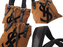 画像をギャラリービューアに読み込む, YvesSaintLaurent RiveGauche イヴサンローラン リヴゴーシュ ハンドバッグ ショルダーバック コットン レザー ブラウン 美品 中古 4b001595