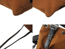 画像をギャラリービューアに読み込む, YvesSaintLaurent RiveGauche イヴサンローラン リヴゴーシュ ハンドバッグ ショルダーバック コットン レザー ブラウン 美品 中古 4b001595