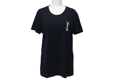 YVES SAINT LAURENT イヴサンローラン 半袖Tシャツ Y1LFE サイズS ロゴプリント ブラック ホワイト コットン 美品 中古 4b001601