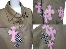 画像をギャラリービューアに読み込む, 極美品 CHROMEHEARTS クロムハーツ Work Dog ワークドッグシャツジャケット クロスボタン ベージュ ピンク サイズXL 中古 4b001605