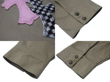 画像をギャラリービューアに読み込む, 極美品 CHROMEHEARTS クロムハーツ Work Dog ワークドッグシャツジャケット クロスボタン ベージュ ピンク サイズXL 中古 4b001605