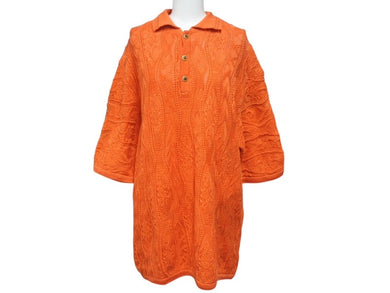 COOGI クージーニット 半袖 ポロシャツ 立体編み込み 3Dニット ハーフ ボタンRN74095 サイズ XL オレンジ 美品 中古 4b001608