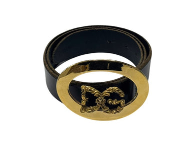 DOLCE&GABBANA ドルチェアンドガッバーナ ベルト D&G ロゴバックル ブラック ゴールド レザー 中古 4b001623