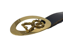 画像をギャラリービューアに読み込む, DOLCE&amp;GABBANA ドルチェアンドガッバーナ ベルト D&amp;G ロゴバックル ブラック ゴールド レザー 中古 4b001623
