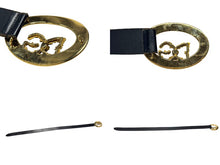 画像をギャラリービューアに読み込む, DOLCE&amp;GABBANA ドルチェアンドガッバーナ ベルト D&amp;G ロゴバックル ブラック ゴールド レザー 中古 4b001623