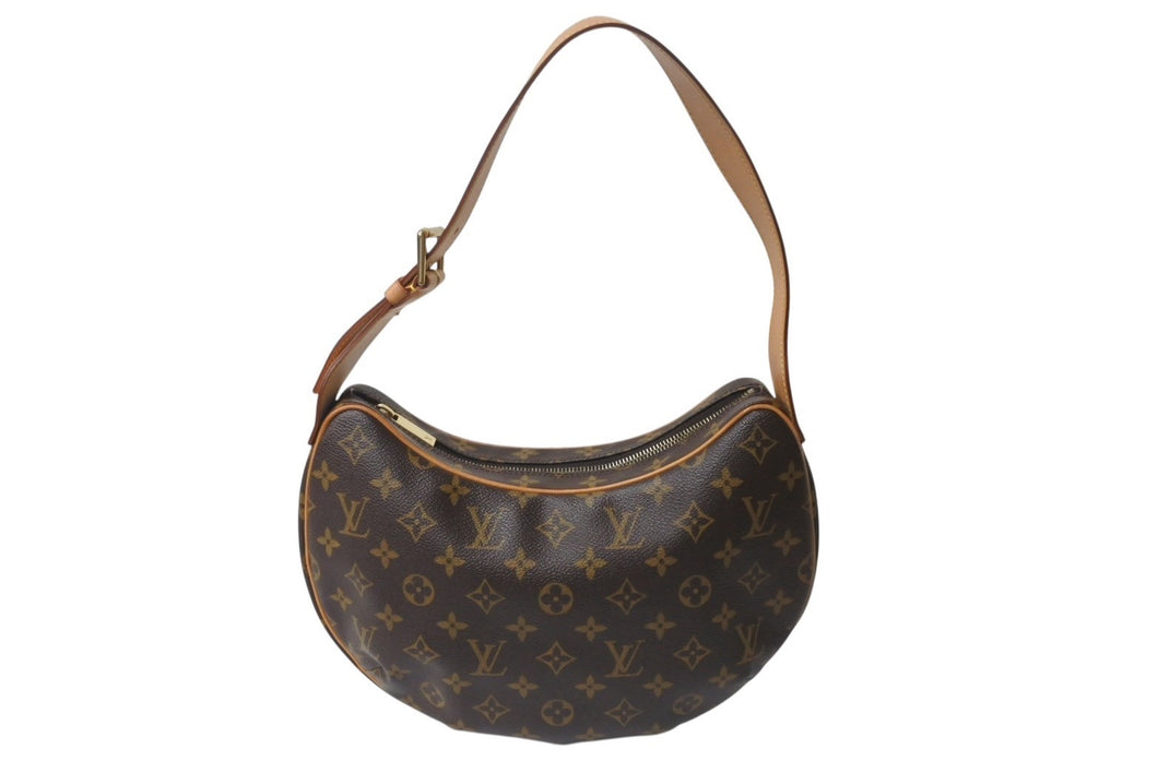極美品 LOUIS VUITTON ルイヴィトン クロワッサンMM ワンショルダーバッグ M51512 モノグラム PVC レザー ブラウン 中古 4b001669