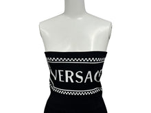 画像をギャラリービューアに読み込む, 極美品 VERSACE ヴェルサーチ ロゴストラップレス クロップドブラトップ A83290 ニットペンシルスカート A83291 セットアップ サイズ36 中古 4b001678