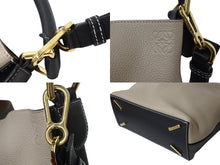 画像をギャラリービューアに読み込む, 極美品 LOEWE ロエベ 2WAYハンドバッグ Tバケットスモール ソフトグレインドカーフレザー サンド ブラック ゴールド 美品 中古 4b001731