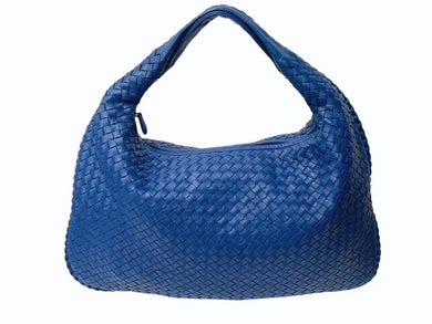 BOTTEGA VENETA ボッテガヴェネタ イントレチャート ホーボー ハンドバッグ レザー ブルー ワンショルダー 美品 中古 4b001752