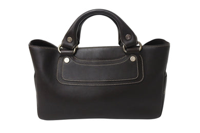 CELINE セリーヌ ハンドバッグ CE00/35 ブラウン レザー シルバー金具 イタリア製 美品 中古 4b001758