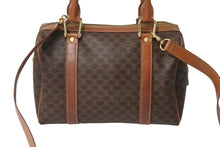 画像をギャラリービューアに読み込む, CELINE セリーヌ ミニボストン ハンドバッグ DM00/1 マカダム柄 PVCレザー ブラウン ゴールド金具 良品 中古 4b001759