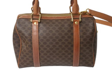 画像をギャラリービューアに読み込む, CELINE セリーヌ ミニボストン ハンドバッグ DM00/1 マカダム柄 PVCレザー ブラウン ゴールド金具 良品 中古 4b001759