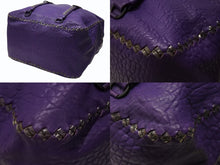 画像をギャラリービューアに読み込む, BOTTEGAVENETA ボッテガヴェネタ ハンドバッグ パープル レザー ブラック金具 美品 中古 4b001769
