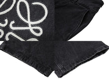 画像をギャラリービューアに読み込む, LOEWE ロエベ アナグラム バギージーンズ コットン アナグラム カットアウト フェード サイズ32 ブラック 美品 中古 4b001958