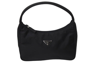 極美品 PRADA プラダ ホーボー ハンドバッグ ワンショルダーバッグ MV515 トライアングルロゴ ナイロン ブラック 中古 4b002047