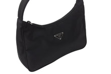 画像をギャラリービューアに読み込む, 極美品 PRADA プラダ ホーボー ハンドバッグ ワンショルダーバッグ MV515 トライアングルロゴ ナイロン ブラック 中古 4b002047