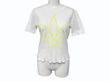 画像をギャラリービューアに読み込む, Lucien Pellat-Finet ルシアン ペラフィネ マリファナ 半袖Tシャツ サイズS プリント ホワイト イエロー 美品 中古 4b002077