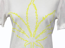 画像をギャラリービューアに読み込む, Lucien Pellat-Finet ルシアン ペラフィネ マリファナ 半袖Tシャツ サイズS プリント ホワイト イエロー 美品 中古 4b002077