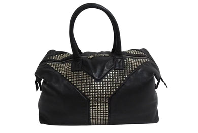 極美品 YVES SAINT LAURENT イヴサンローラン ハンドバッグ 29233324 レザー ブラック スタッズ シルバー金具 中古 4b002114