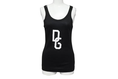 DOLCE&GABBANA ドルチェ&ガッバーナ タンクトップ DGロゴ JTJ3K イタリア製 コットン ブラック ホワイト サイズ40 美品 中古 4b002133