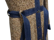 画像をギャラリービューアに読み込む, DOLCE &amp; GABBANA D&amp;G ドルチェアンドガッバーナ ツイード デニム 切り替え ロングコート ブラウン サイズXS 美品 中古 4b002153