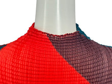 画像をギャラリービューアに読み込む, 極美品 ISSEY MIYAKE イッセイミヤケ シェイプドプリーツシャツ IM31FJ638 レッド ブルー ポリエステル サイズ2 中古 4b002204