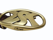 画像をギャラリービューアに読み込む, YVES SAINT LAURENT イヴサンローラン YSL ロゴ バックル ベルト ブラウン レザー メッシュ 141516 ゴールド金具 小物 美品 中古 4b002234