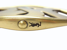 画像をギャラリービューアに読み込む, YVES SAINT LAURENT イヴサンローラン YSL ロゴ バックル ベルト ブラウン レザー メッシュ 141516 ゴールド金具 小物 美品 中古 4b002234