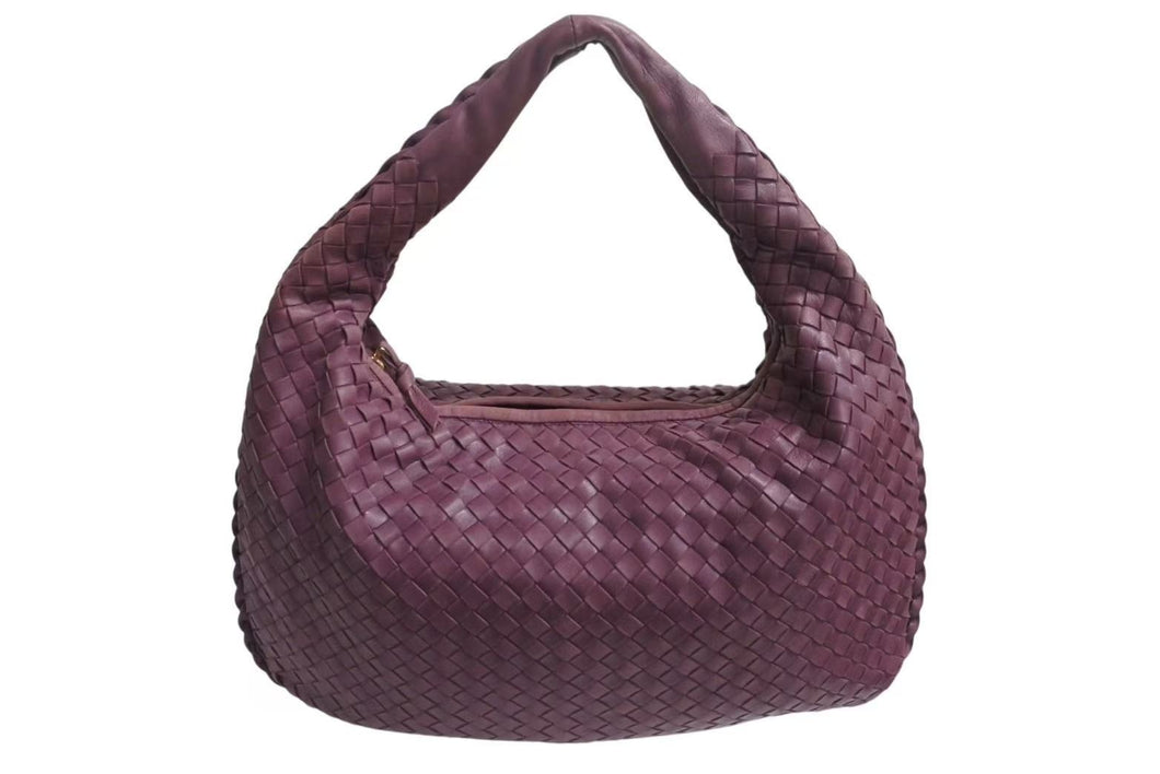 BOTTEGA VENETA ボッテガヴェネタ イントレチャート ホーボー ワンショルダーバッグ レザー パープル ゴールド金具 美品 中古 4b002249