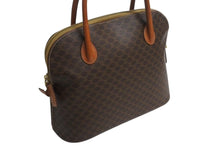 Load image into Gallery viewer, CELINE セリーヌ マカダム柄 ハンドバッグ ロゴ ゴールド金具 PVC レザー ブラウン 茶色 手持ち 鞄 美品 中古 4b002261