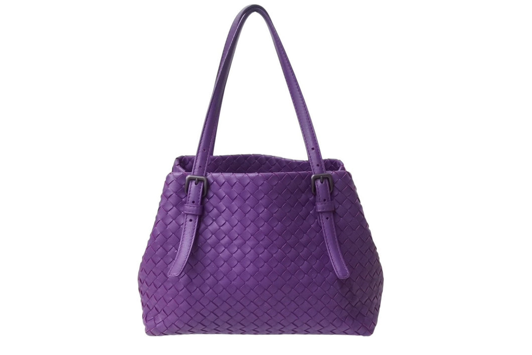 BOTTEGAVENETA ボッテガヴェネタ イントレチャート チェスタ レザー トートバッグ パープル ワンショルダー 紫 鞄 美品 中古 4b002264