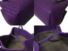 画像をギャラリービューアに読み込む, BOTTEGAVENETA ボッテガヴェネタ イントレチャート チェスタ レザー トートバッグ パープル ワンショルダー 紫 鞄 美品 中古 4b002264